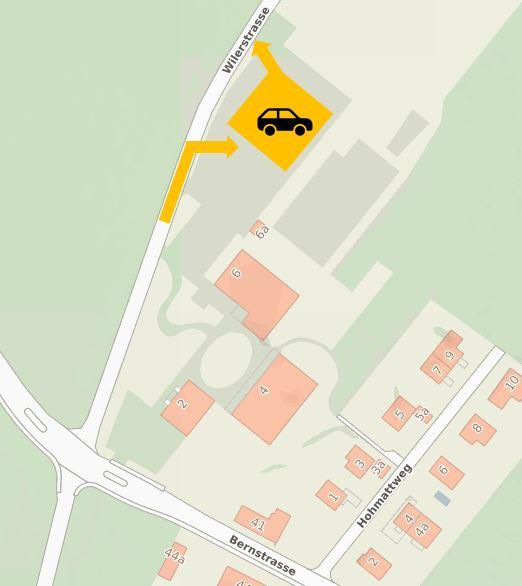 Anfahrt und Warteplatz für Elterntaxis Schulhaus Seedorf